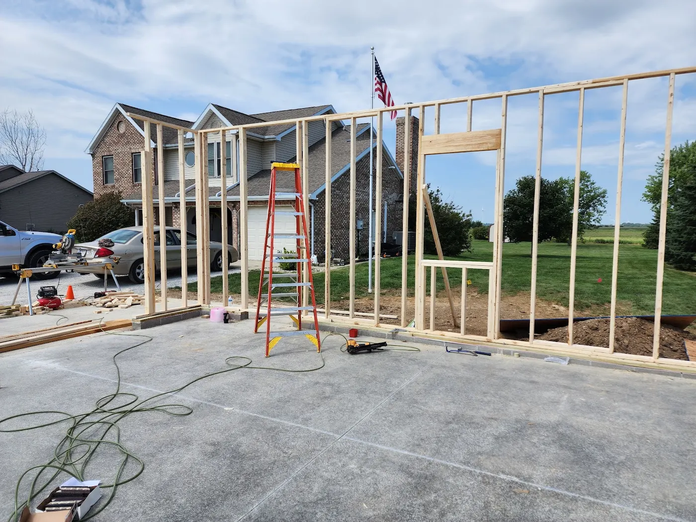 Garage build — wall framing up — Helpful Home Solutions