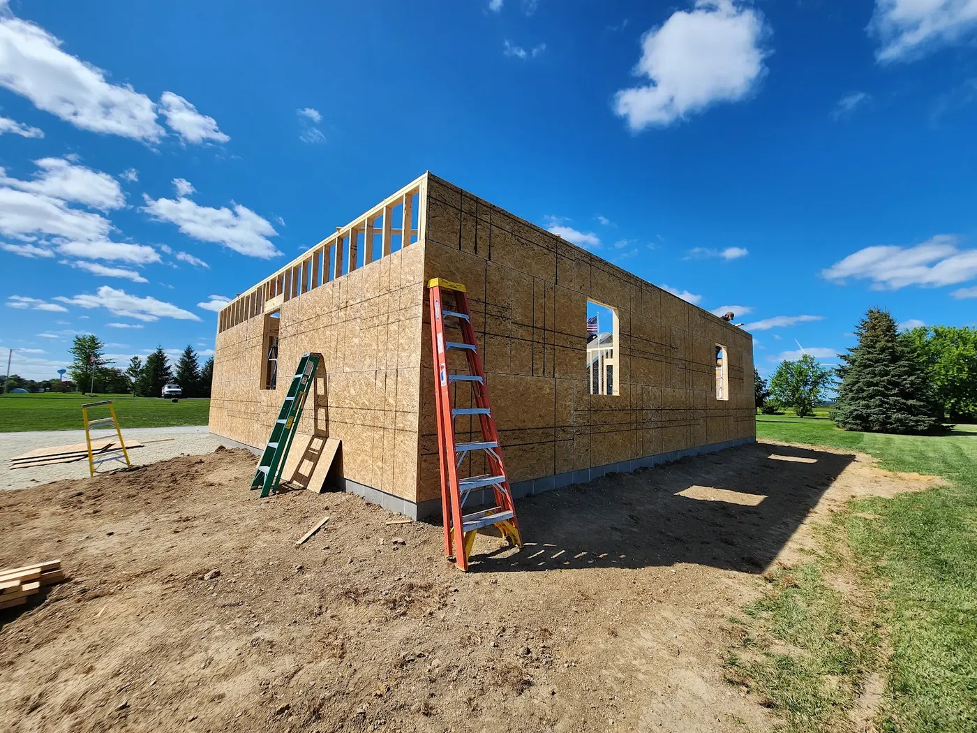 Garage build — sheathed and square — Helpful Home Solutions