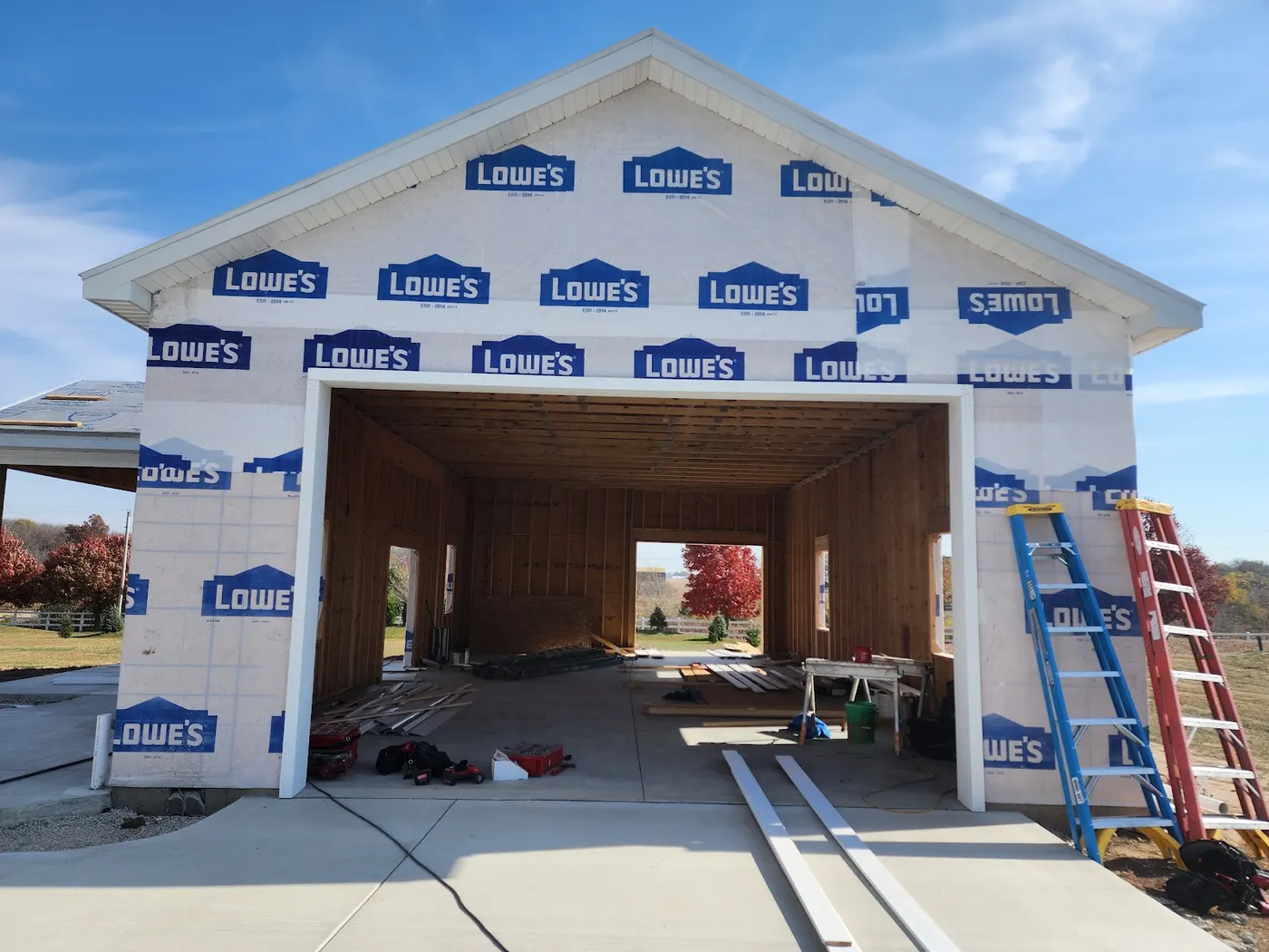 Garage addition — wrapped and ready for siding — Helpful Home Solutions
