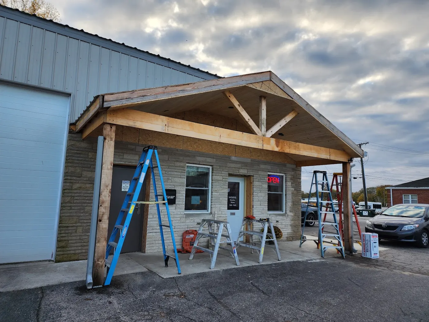 Commercial porch — timber framing — Helpful Home Solutions