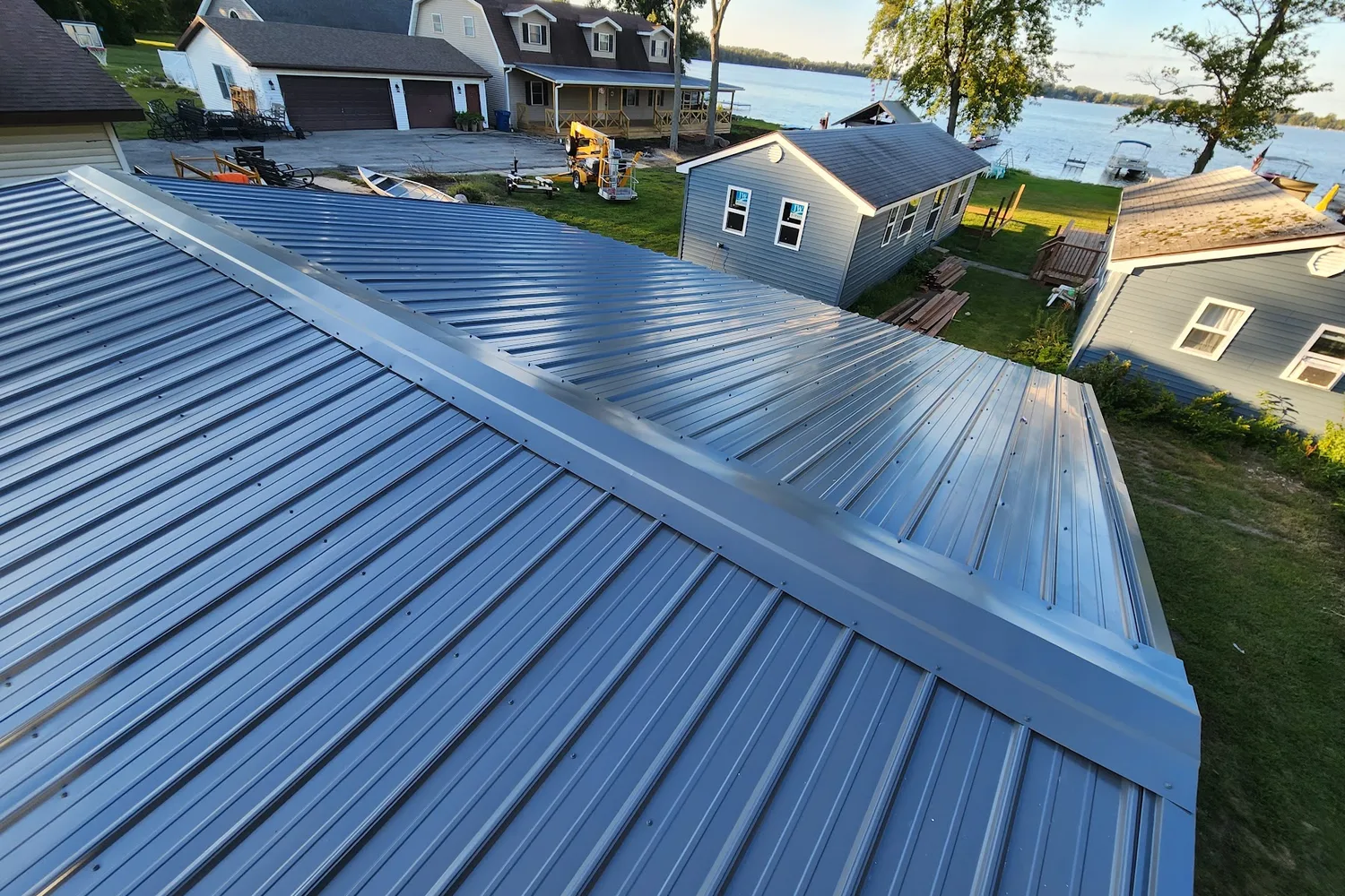 Standing-seam metal roof we installed overlooking the lake near Monticello